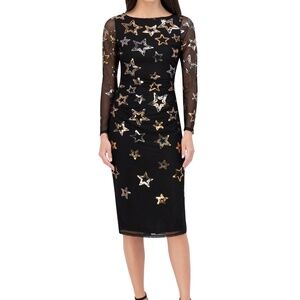 Vince Camuto Women's Sequined Stars Mesh Bodycon Dress - Bgd 8